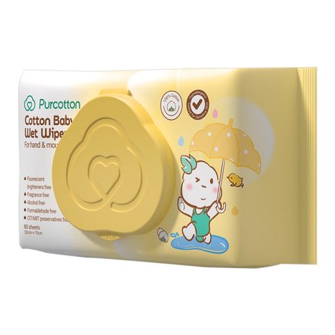 Purcotton Cotton Baby Wet Wipes 80 Sheets