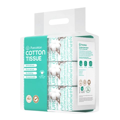 Purcotton 100% Cotton Tissue Packs 3 x 100 Sheets