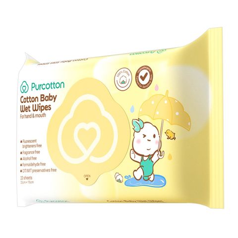 Purcotton Cotton Baby Wet Wipes 20 Sheets