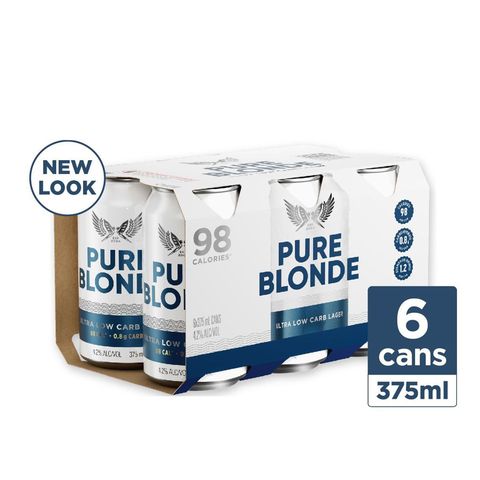 Pure Blonde Ultra Low Carb Beer Can 6 x 375ml (Recyclable)
