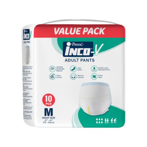 Pureen Inco-V Adult Pants Medium 10 Pieces