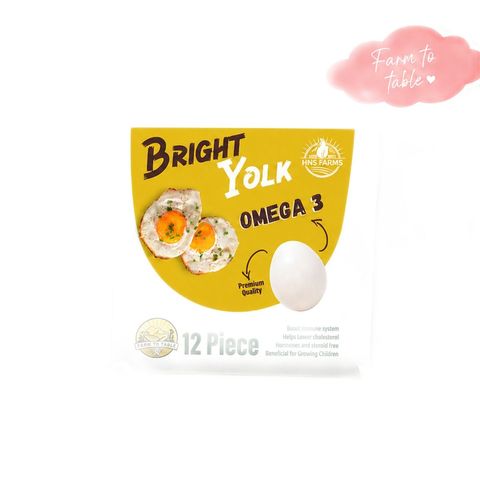 HNS FARMS Bright Yolk Omega-3 Eggs 12 Pieces