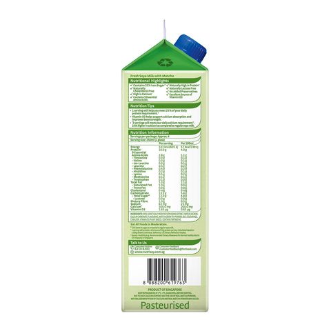 Nutrisoy Fresh Soya Milk Matcha Latte Reduced Sugar 946ml