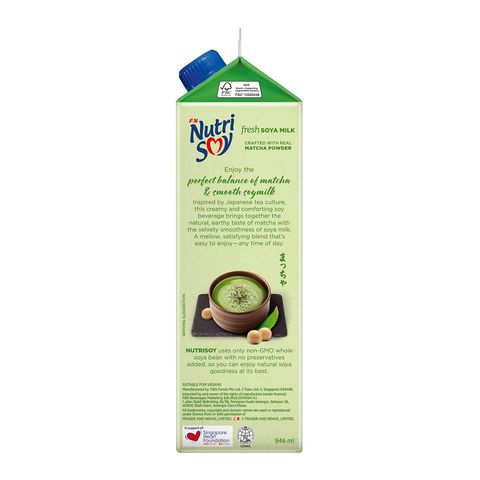 Nutrisoy Fresh Soya Milk Matcha Latte Reduced Sugar 946ml