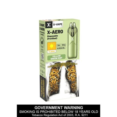 X-Vape X-Aero Yellow Green Mist Disposable Vape 1 Piece