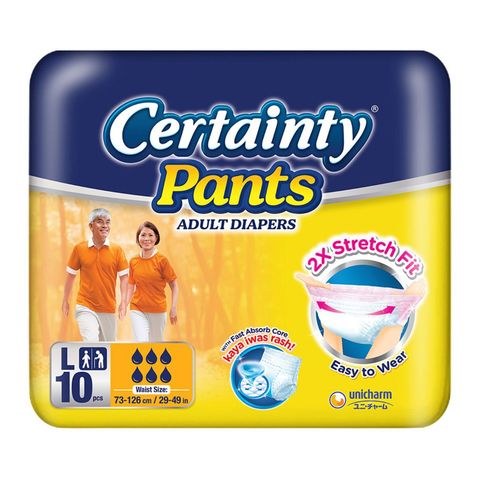 Certainty Lightweight Adult Diaper Pants Large 10 Pieces