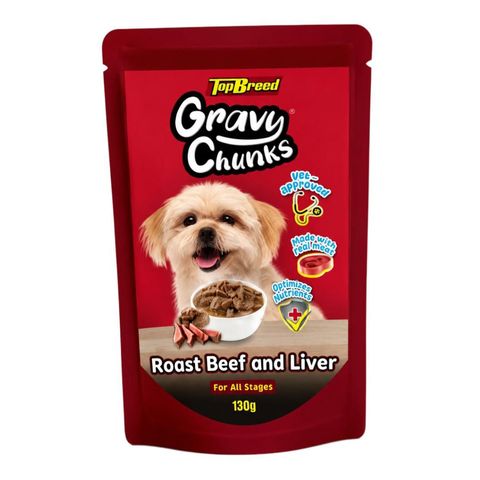 Topbreed Gravy Chunks Roast Beef and Liver 130g