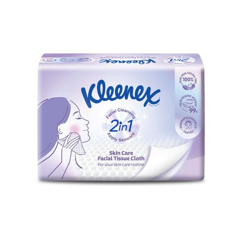 Kleenex Skin Care 2 in 1 Facial Tissue Cloth Soft Box 50 Sheets