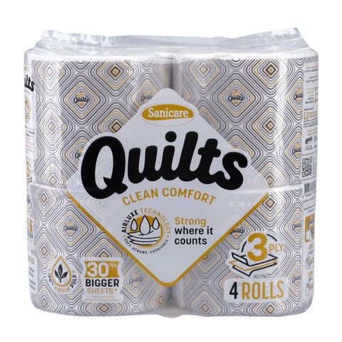 Sanicare Bathroom Tissue Sanicare Quilts (3 Ply) 4 x 480 Sheets