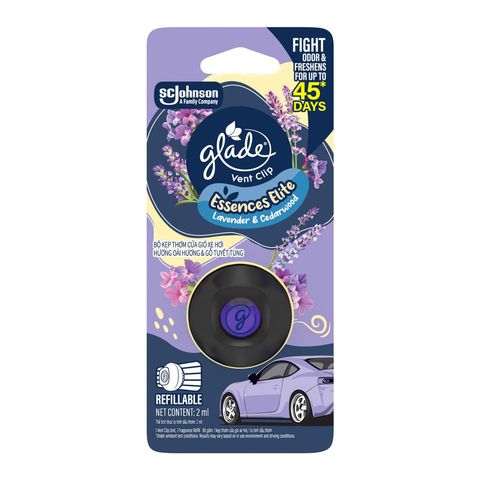 Glade Car Vent Perfume Air Freshener Starter Essences Elite Lavender & Cedarwood 2ml