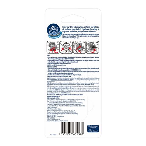 Glade Car Vent Perfume Air Freshener Essences Elite Crisp Green Apple & Peach Refill 2 x 2ml
