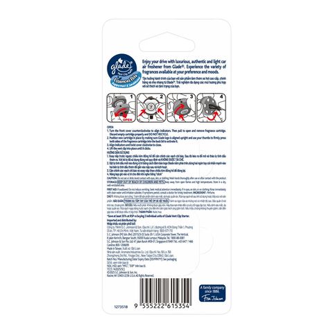 Glade Car Vent Perfume Air Freshener Essences Elite Peppermint & Sandalwood Refill 2 x 2ml