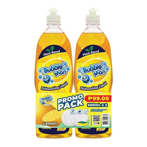 Bubble Man Dishwashing Liquid Lemon 2 x 500ml