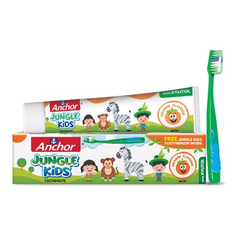 Anchor Jungle Kids Orange Toothpaste with Free Toothbrush 50g