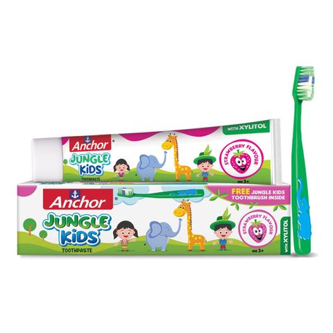 Anchor Jungle Kids Strawberry Toothpaste with Free Toothbrush 50g