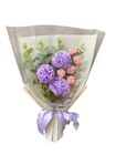 Crochet Bouquet 3 Purple Carnations with Pink Rose Spray & Artificial Flowers 1 Bouquet