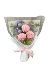 Crochet Flowers 3 Pink Carnation with Purple Rose Spray and Artificial Flowers 1 Bouquet