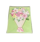 Greeting Card - Bouquet Design with Tag Pink Flowers/Best Wishes (GC-BD-T1-04) 1 Piece